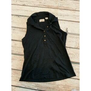 EP‎ Pro Womens Sleeveless Polo Shirt Black Gold Buttons Golf Tennis Top Size S